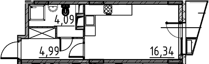 Планировка — ВЕРЕН НОРТ Cертолово, Студия, 25 м²