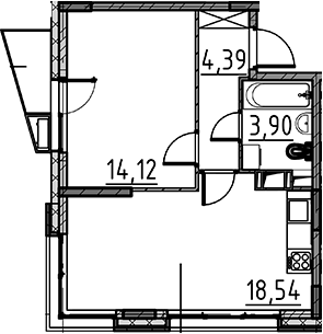 Планировка — ВЕРЕН НОРТ Cертолово, 2-комн., 41 м²