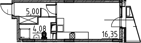 Планировка — ВЕРЕН НОРТ Cертолово, Студия, 25 м²