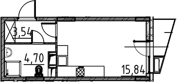 Планировка — ВЕРЕН НОРТ Cертолово, Студия, 24 м²