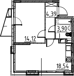 Планировка — ВЕРЕН НОРТ Cертолово, 2-комн., 41 м²