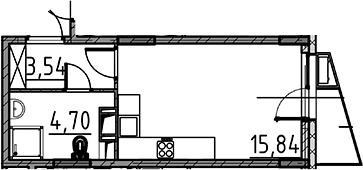 Планировка — ВЕРЕН НОРТ Cертолово, Студия, 24 м²