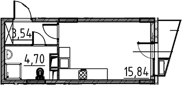 Планировка — ВЕРЕН НОРТ Cертолово, Студия, 24 м²