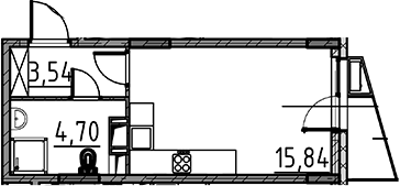 Планировка — ВЕРЕН НОРТ Cертолово, Студия, 24 м²