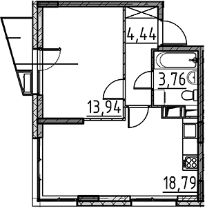 Планировка — ВЕРЕН НОРТ Cертолово, 2-комн., 41 м²