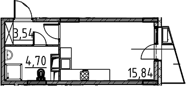 Планировка — ВЕРЕН НОРТ Cертолово, Студия, 24 м²