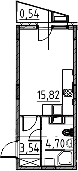Планировка — ВЕРЕН НОРТ Cертолово, Студия, 24 м²