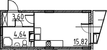 Планировка — ВЕРЕН НОРТ Cертолово, Студия, 24 м²