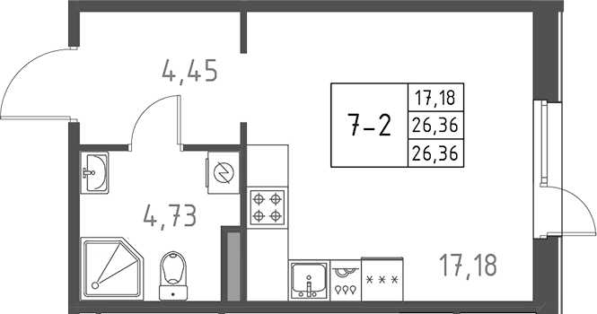 Планировка — Поинт Токсово, Студия, 26 м²