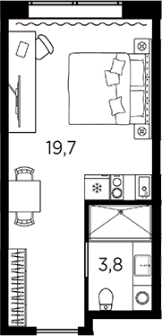 Планировка — Апарт-отель Avenir Industrial, Студия, 24 м²