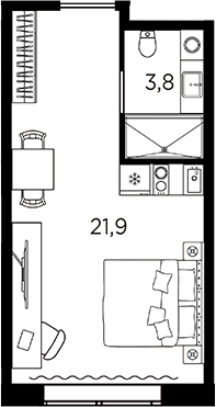 Планировка — Апарт-отель Avenir Industrial, Студия, 26 м²