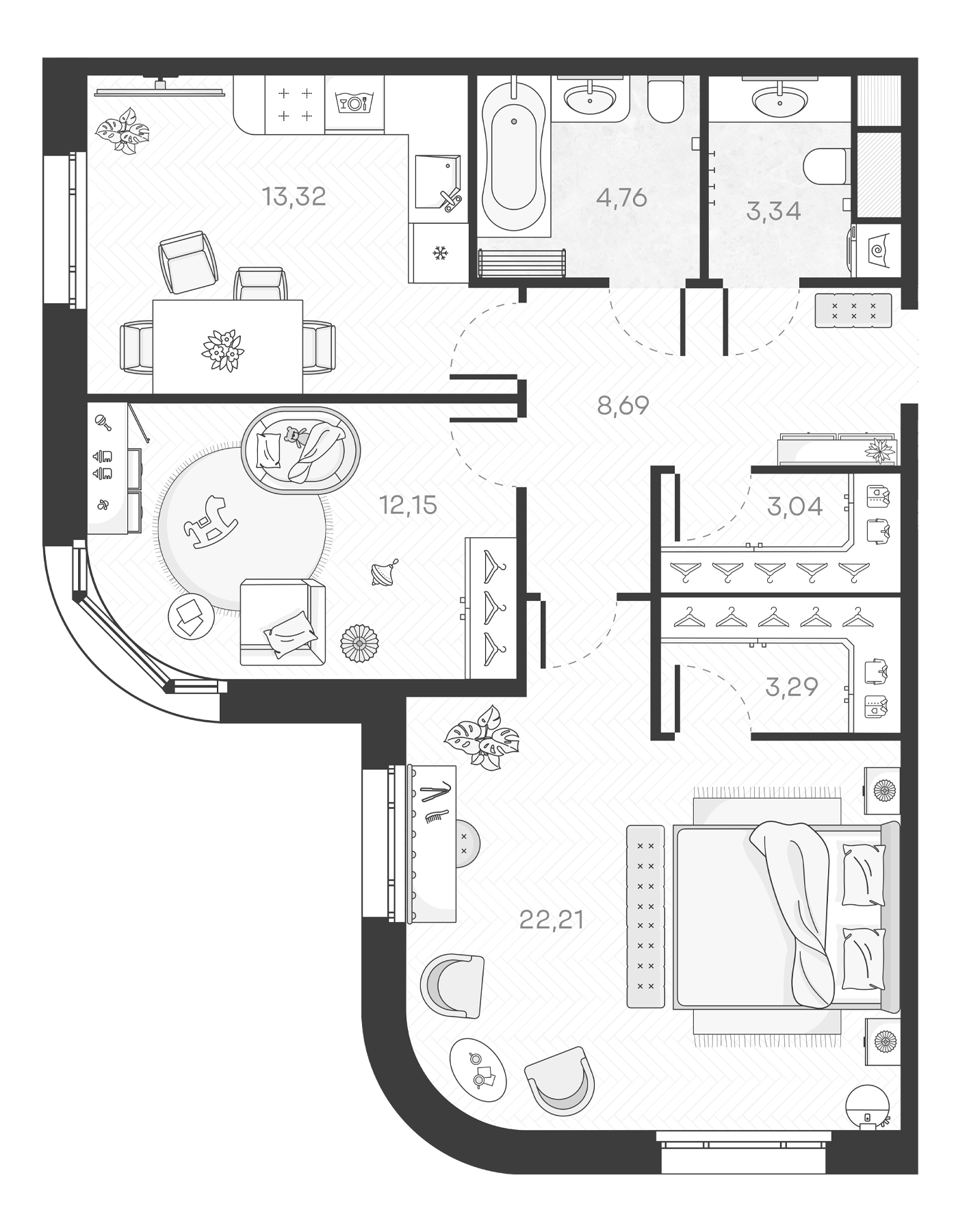 Планировка — Monodom Art, 2-комн., 71 м²