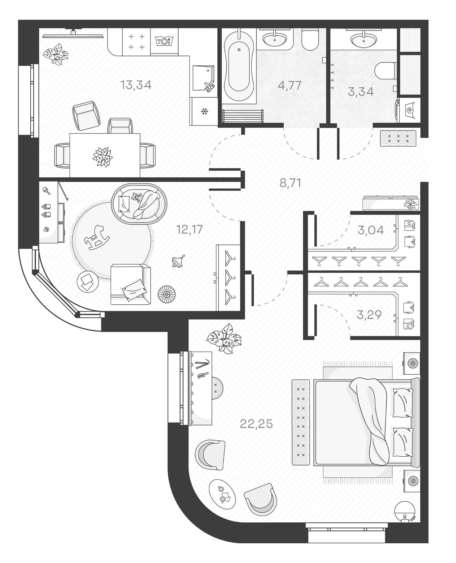 Планировка — Monodom Art, 2-комн., 71 м²