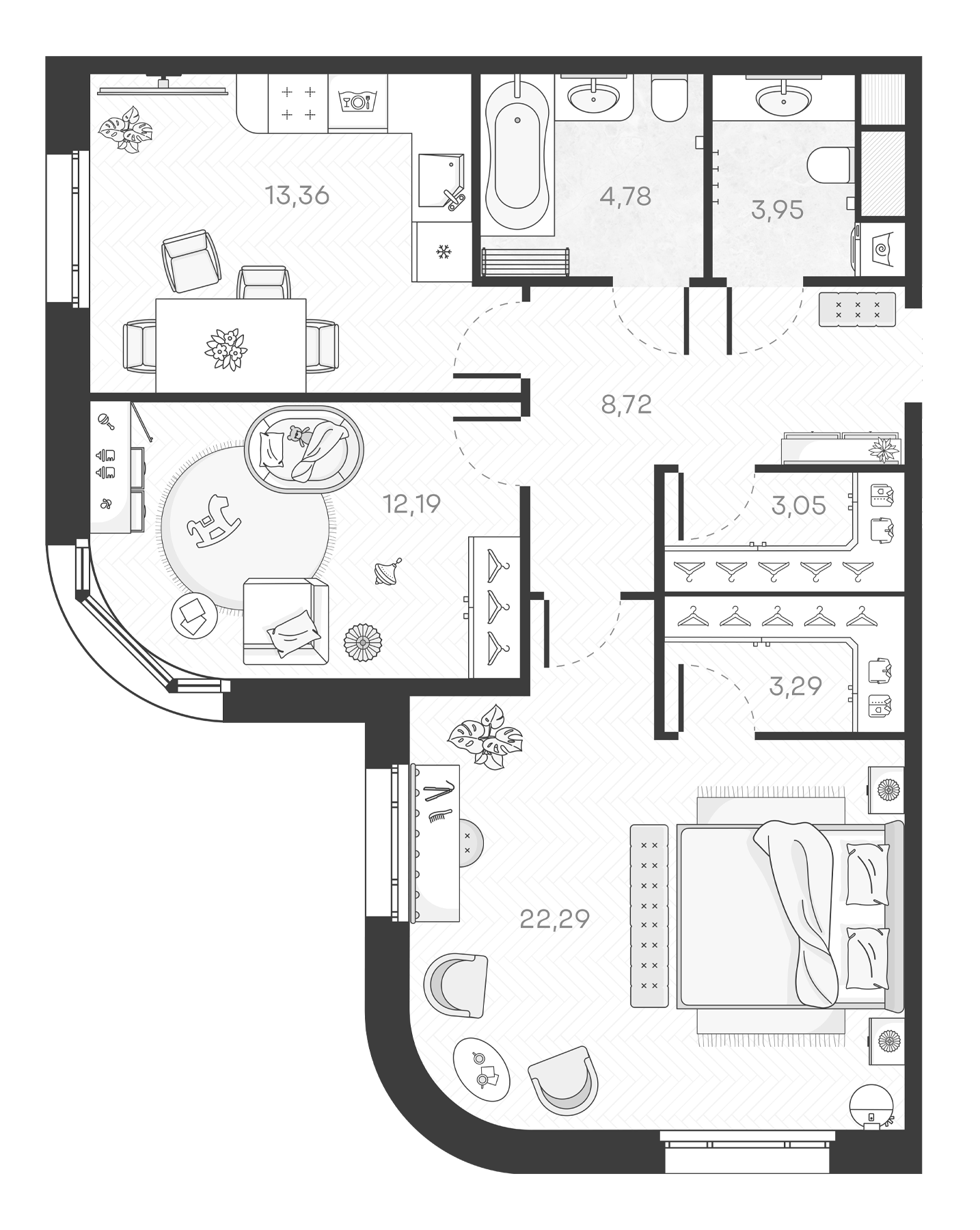 Планировка — Monodom Art, 2-комн., 72 м²