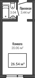 Планировка — Life Apart Октябрьская, Студия, 27 м²