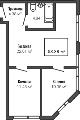 Планировка — Life Apart Октябрьская, 3-комн., 53 м²