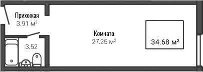 Планировка — Life Apart Октябрьская, Студия, 35 м²