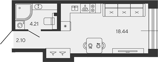 Планировка — BASHNI ELEMENT, Студия, 25 м²
