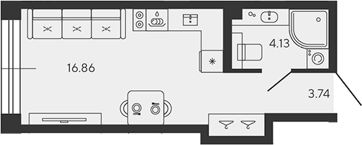 Планировка — BASHNI ELEMENT, Студия, 25 м²