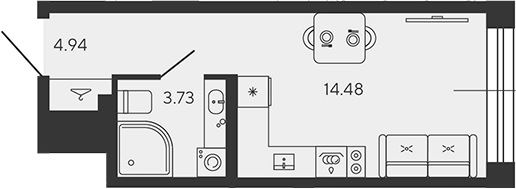 Планировка — BASHNI ELEMENT, Студия, 23 м²