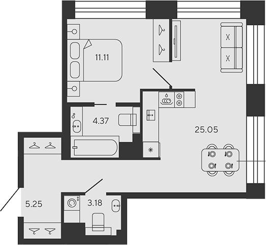 Планировка — BASHNI ELEMENT, 2-комн., 49 м²