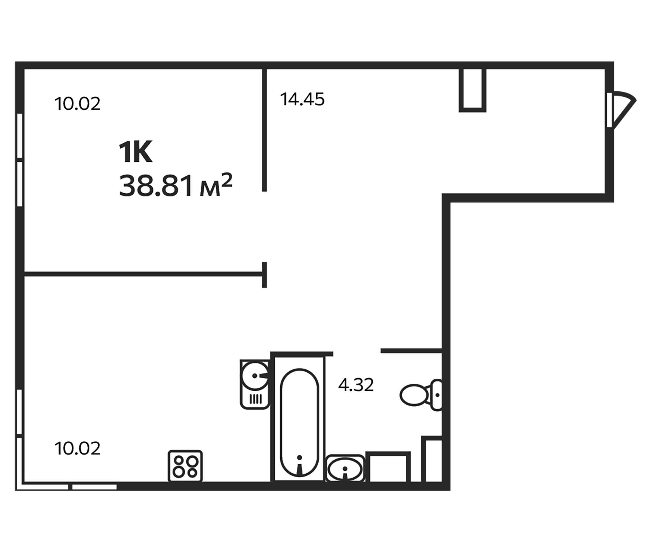 Планировка — Эдельвейс. Выборг, 1-комн., 39 м²