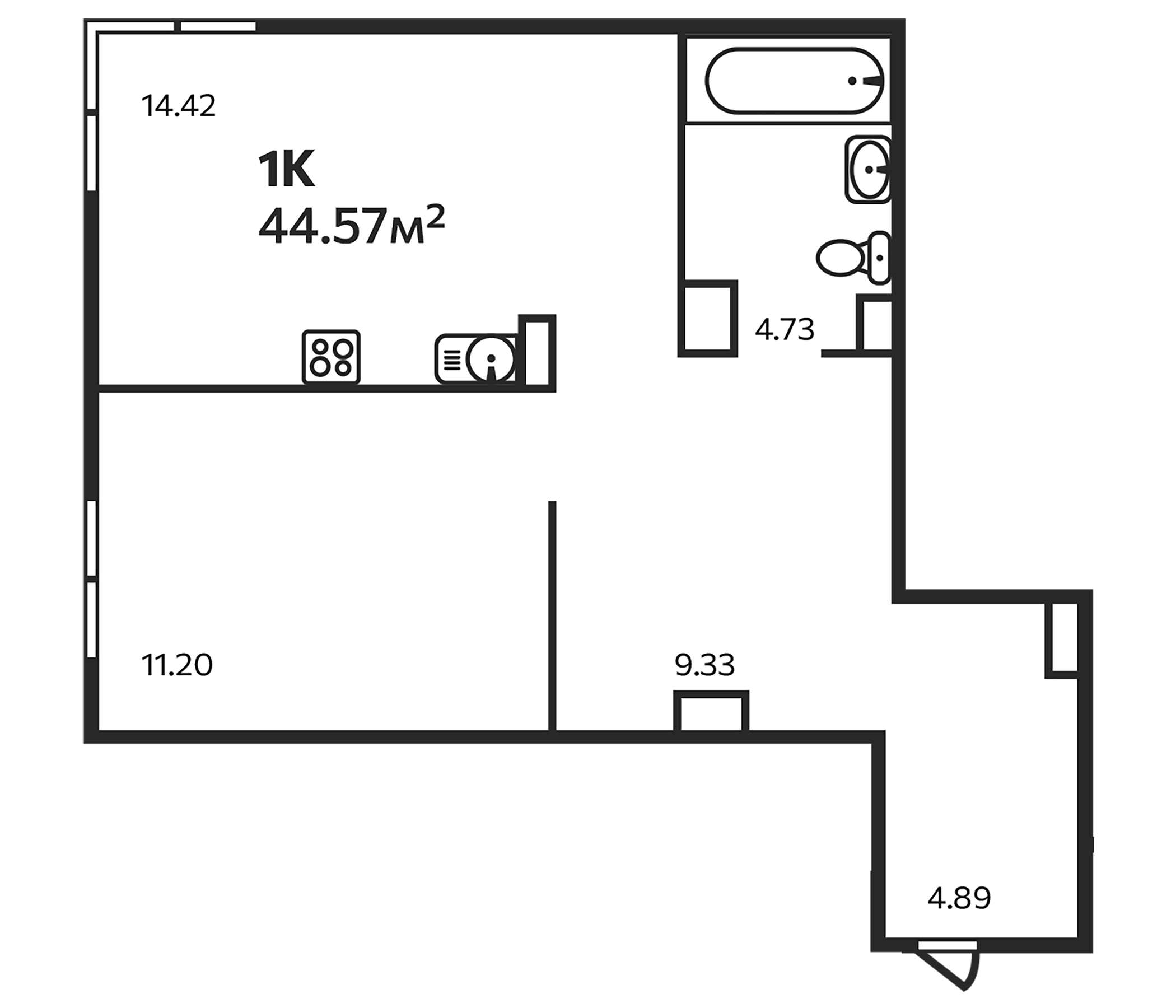 Планировка — Эдельвейс. Выборг, 1-комн., 45 м²