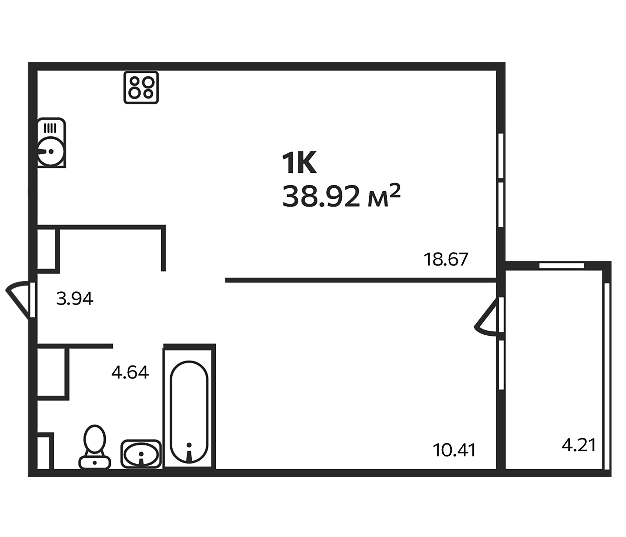 Планировка — Эдельвейс. Выборг, 1-комн., 38 м²