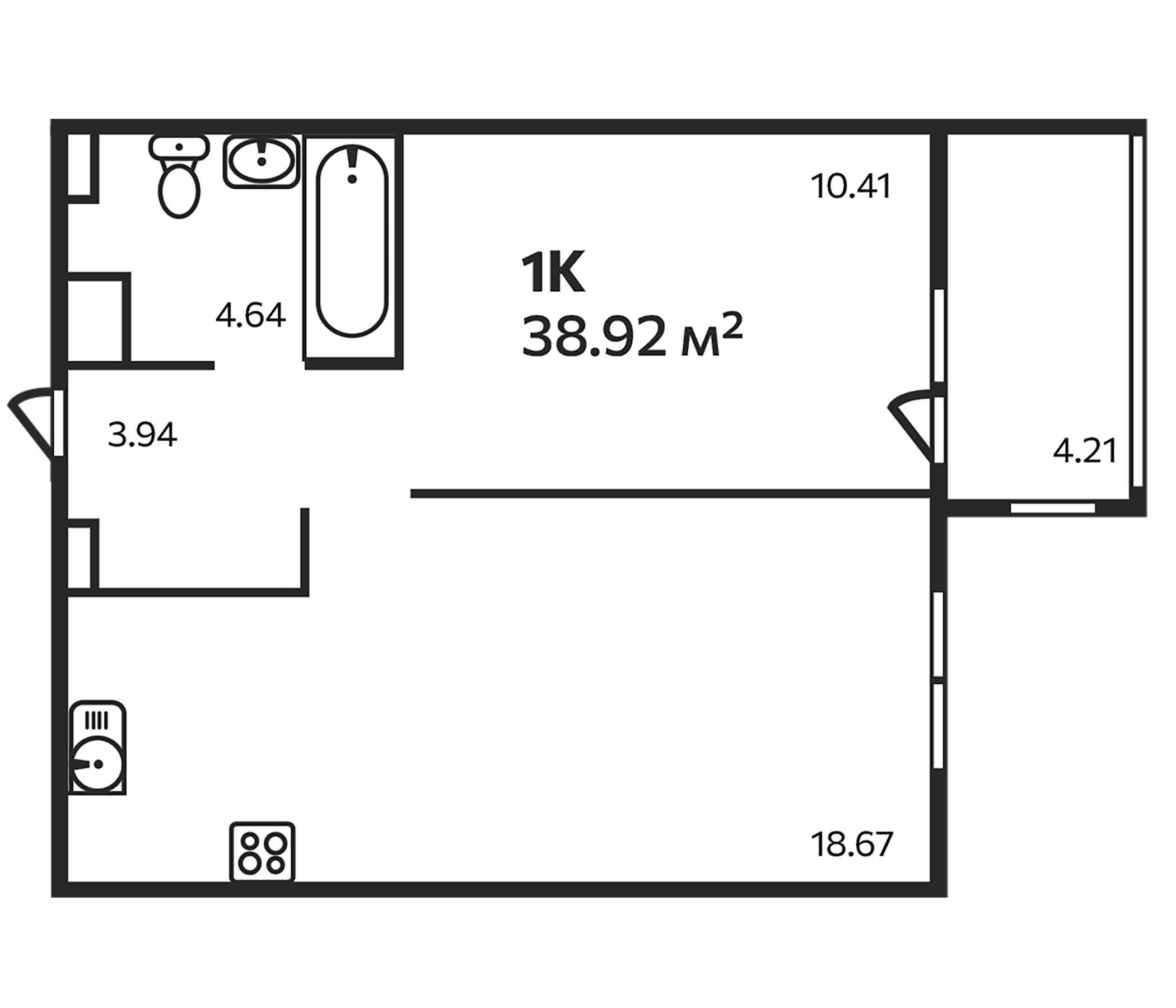 Планировка — Эдельвейс. Выборг, 1-комн., 38 м²