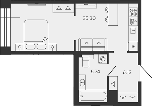 Планировка — BASHNI ELEMENT, Студия, 37 м²