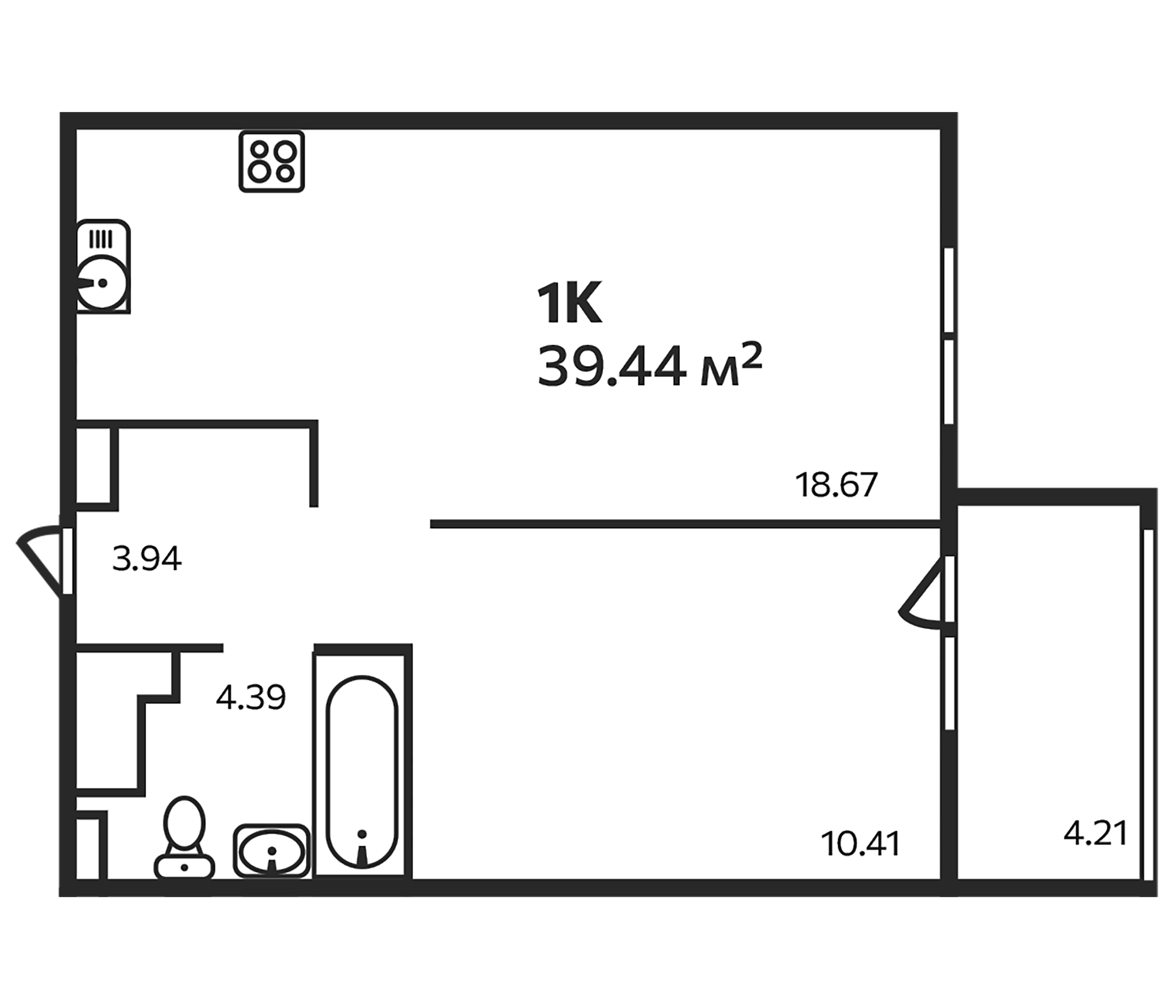 Планировка — Эдельвейс. Выборг, 1-комн., 38 м²