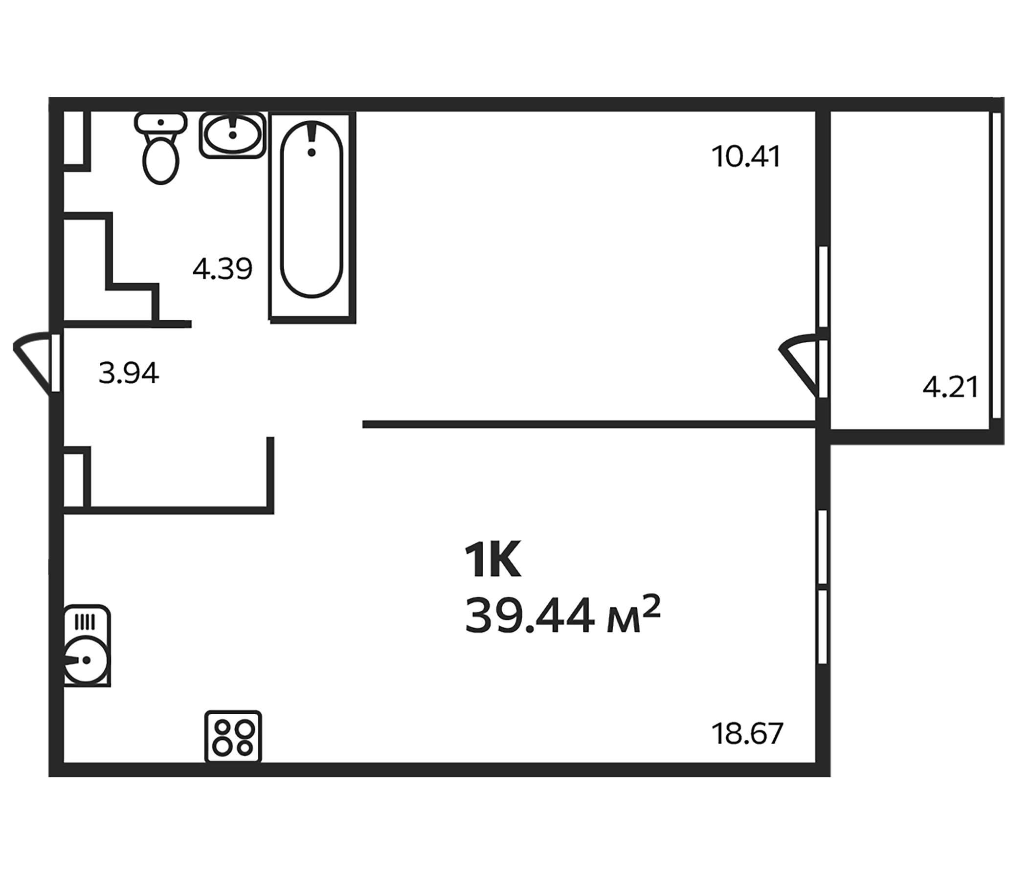 Планировка — Эдельвейс. Выборг, 1-комн., 38 м²