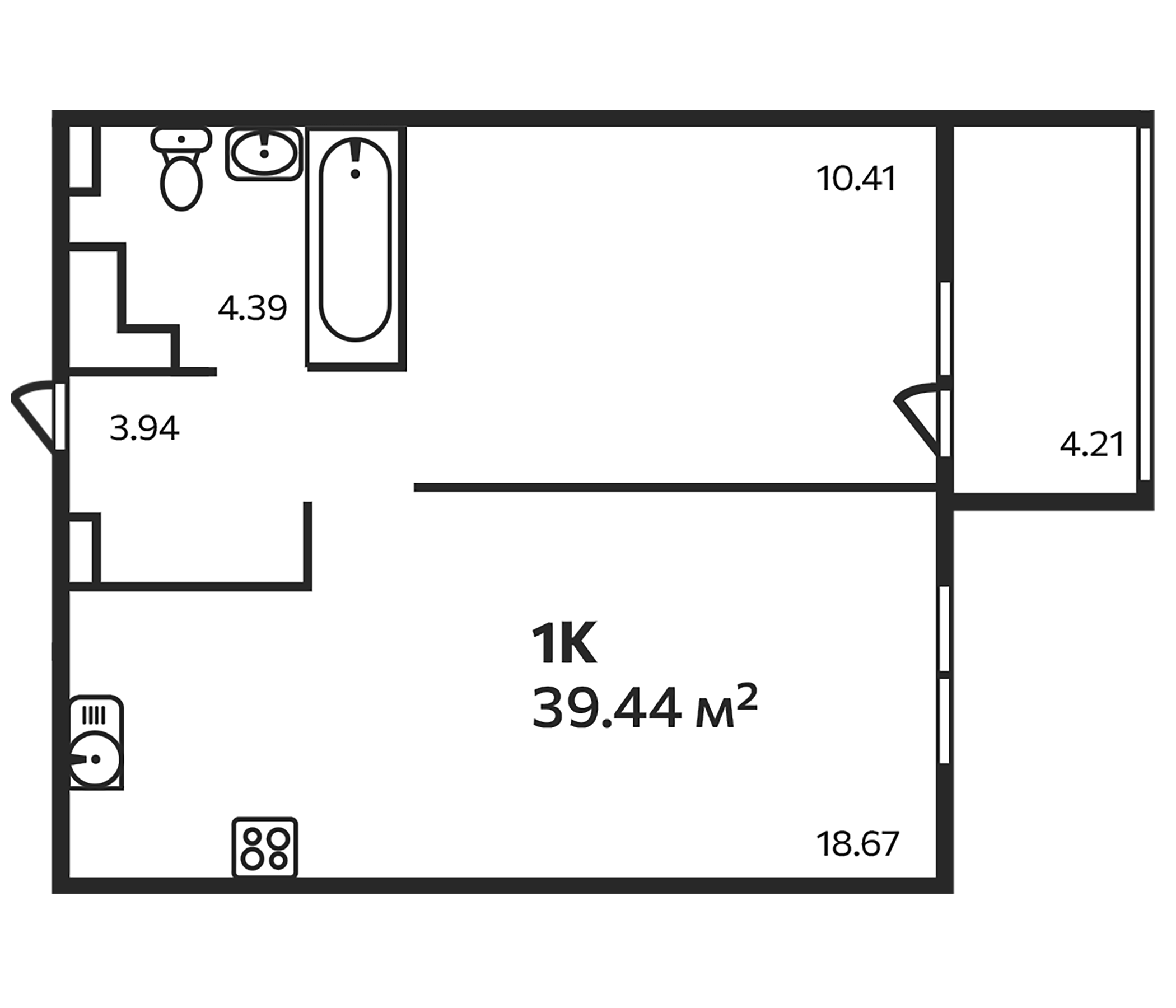 Планировка — Эдельвейс. Выборг, 1-комн., 38 м²