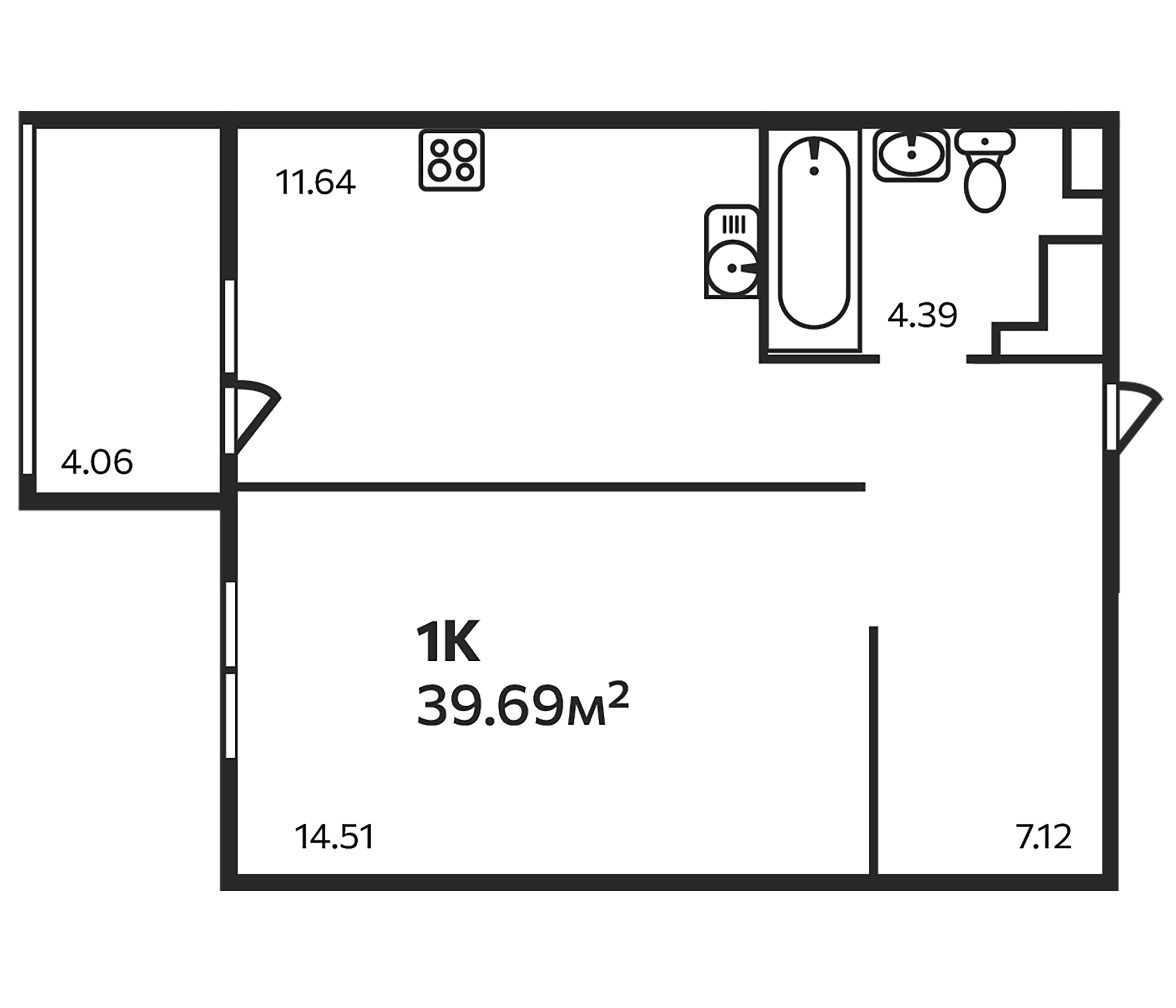 Планировка — Эдельвейс. Выборг, 1-комн., 38 м²
