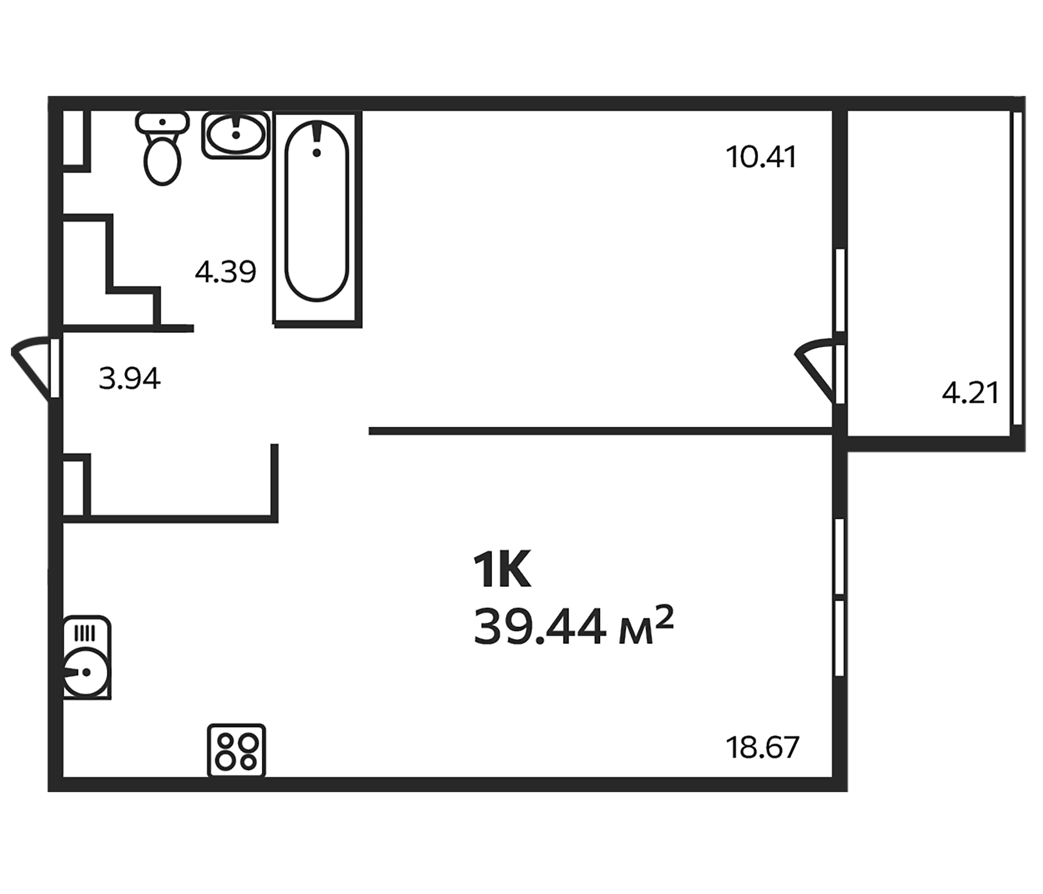 Планировка — Эдельвейс. Выборг, 1-комн., 38 м²