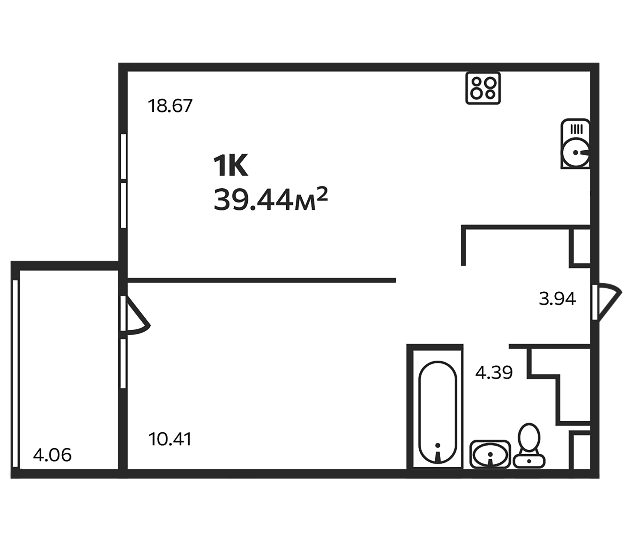 Планировка — Эдельвейс. Выборг, 1-комн., 38 м²