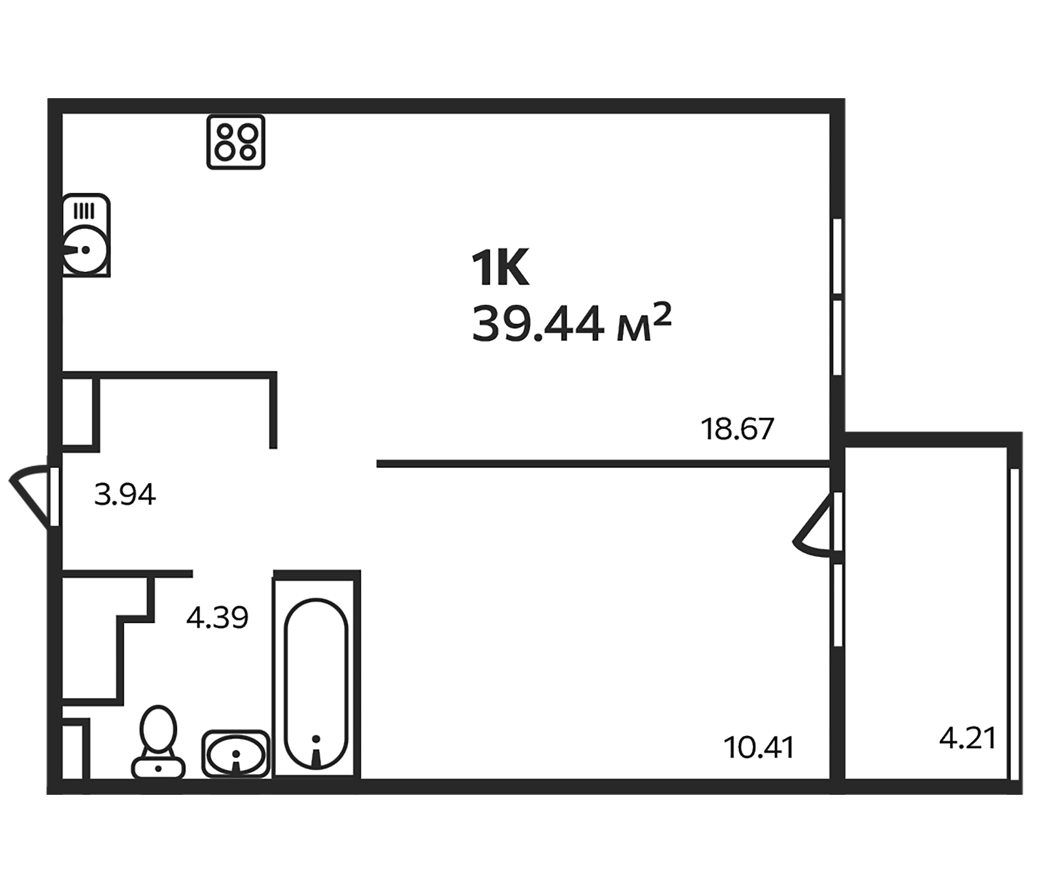 Планировка — Эдельвейс. Выборг, 1-комн., 38 м²