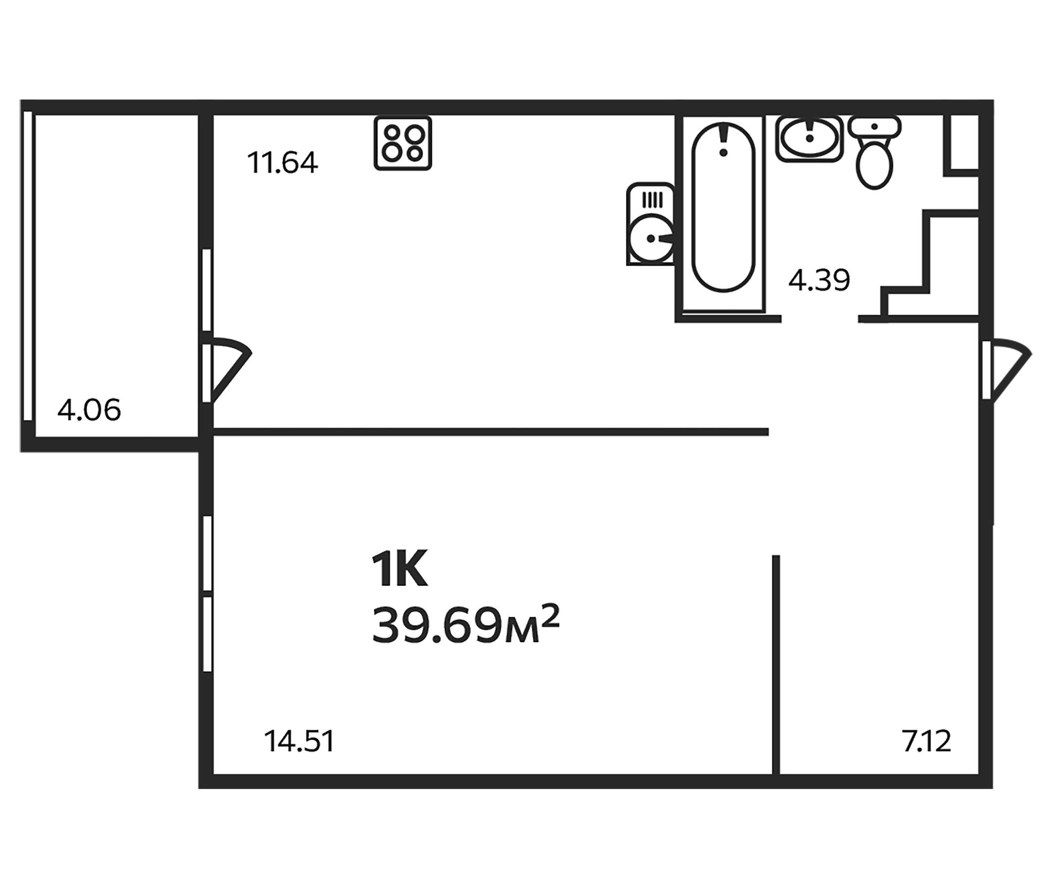 Планировка — Эдельвейс. Выборг, 1-комн., 38 м²