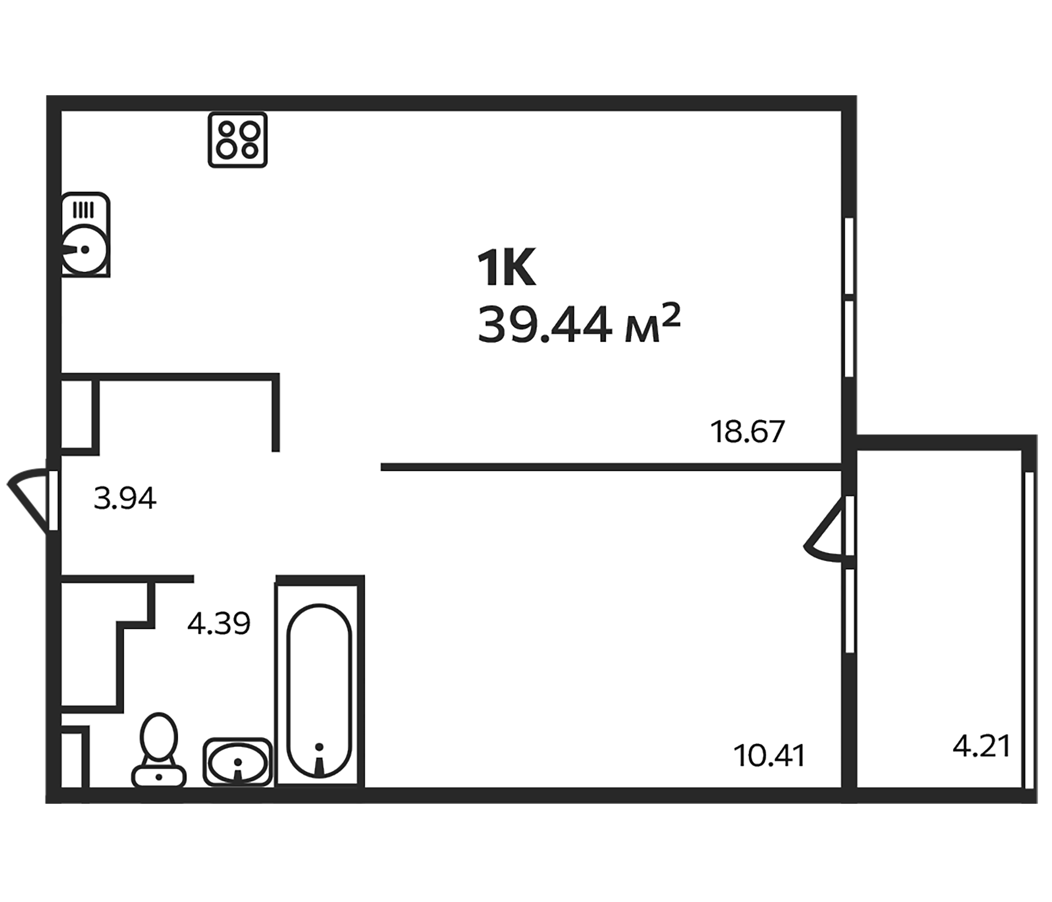 Планировка — Эдельвейс. Выборг, 1-комн., 38 м²