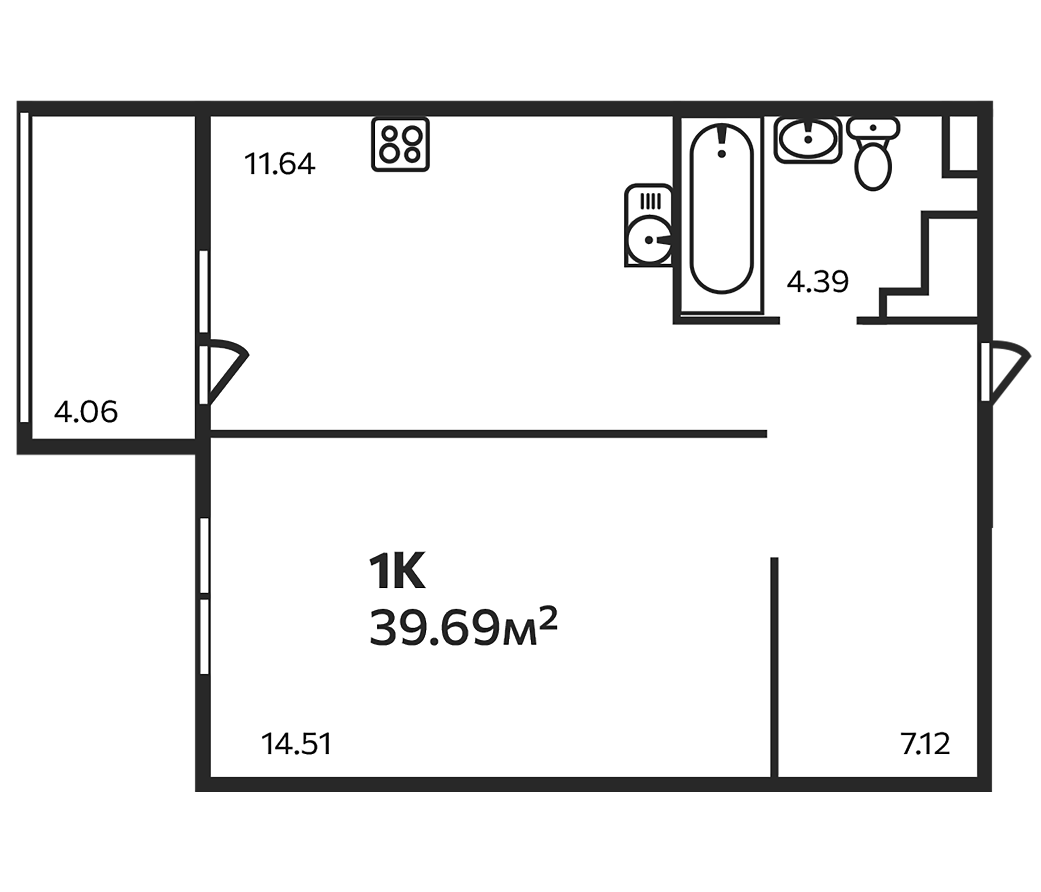 Планировка — Эдельвейс. Выборг, 1-комн., 38 м²