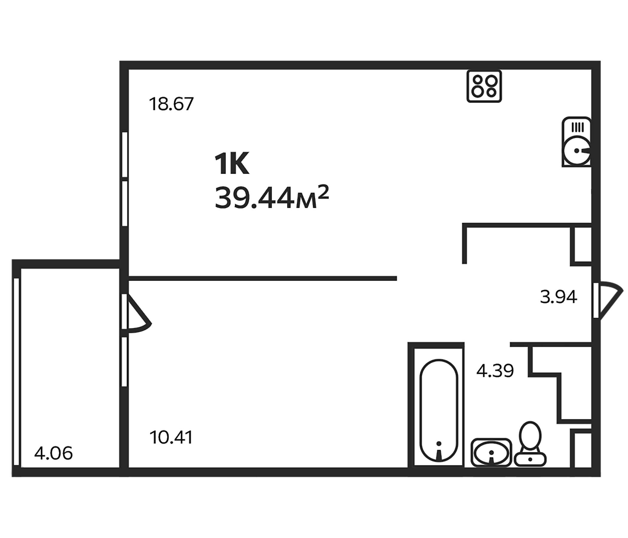 Планировка — Эдельвейс. Выборг, 1-комн., 38 м²