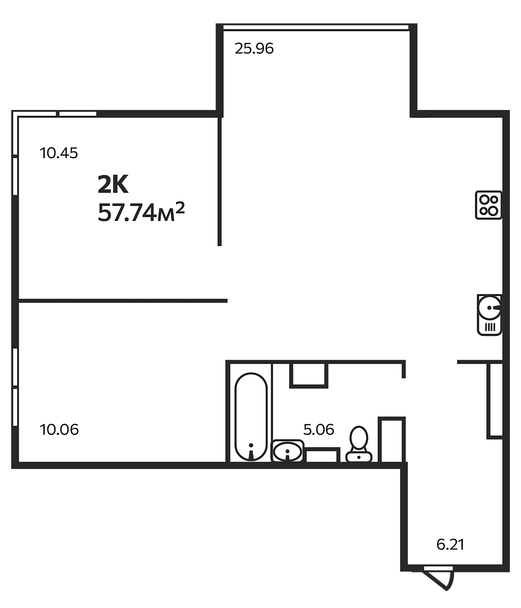 Планировка — Эдельвейс. Выборг, 2-комн., 58 м²