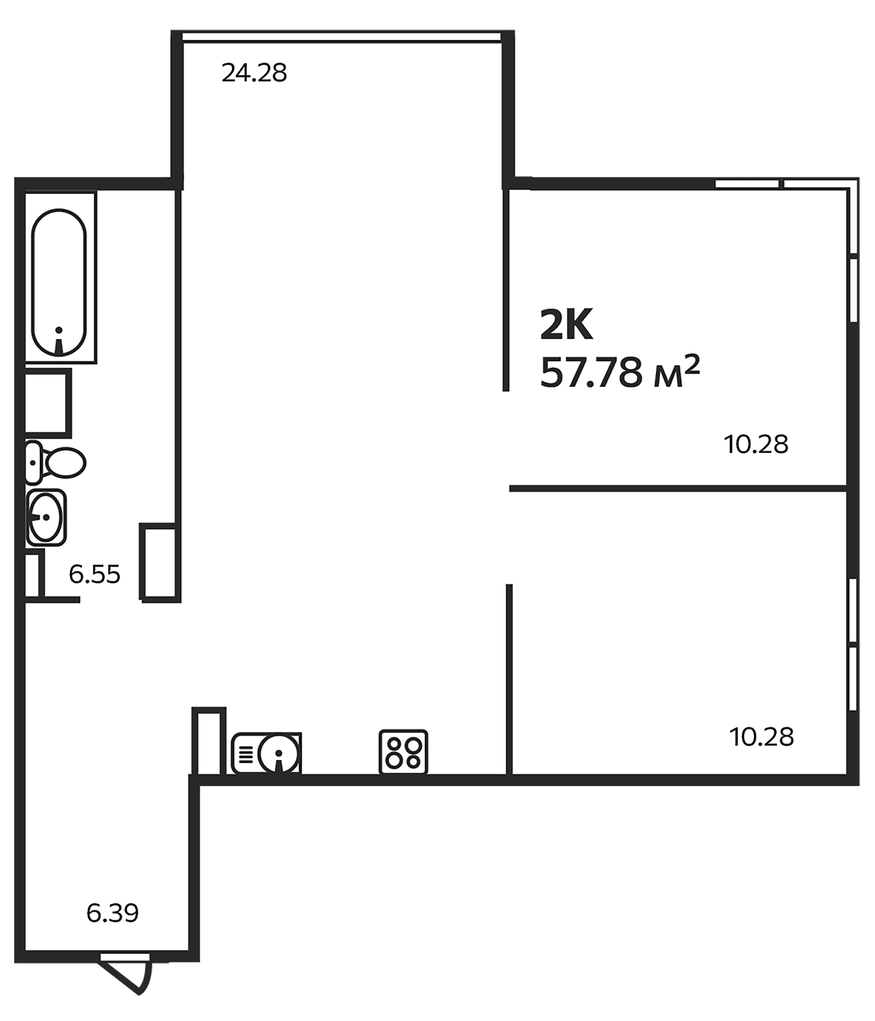 Планировка — Эдельвейс. Выборг, 2-комн., 58 м²