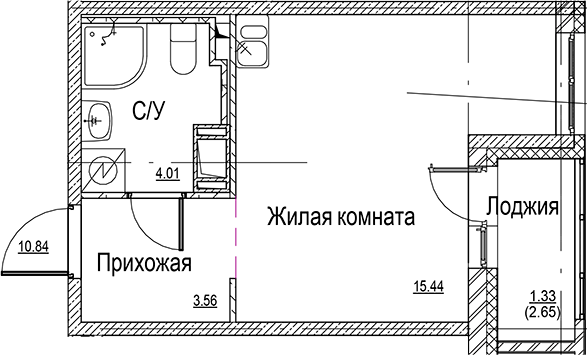 Планировка — ID Kudrovo II, Студия, 23 м²