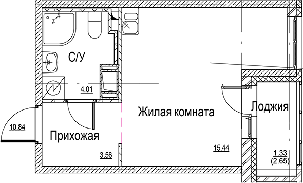 Планировка — ID Kudrovo II, Студия, 23 м²