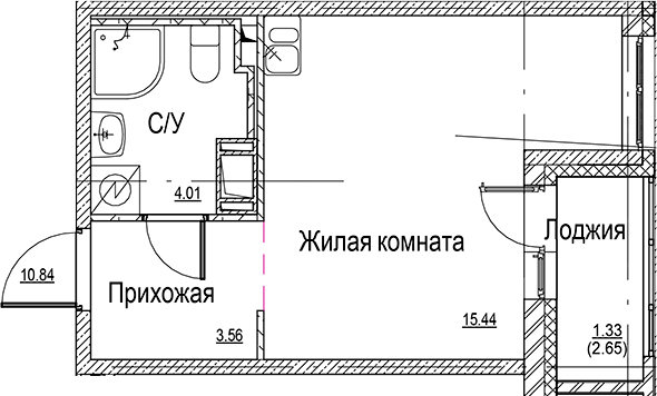 Планировка — ID Kudrovo II, Студия, 23 м²