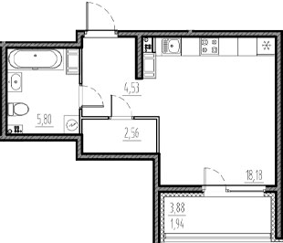 Планировка — Новый Московский, Студия, 31 м²