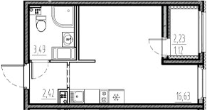 Планировка — Новый Московский, Студия, 23 м²