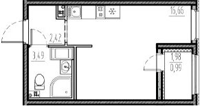 Планировка — Новый Московский, Студия, 23 м²