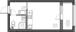 Планировка — Новый Московский, Студия, 19 м²